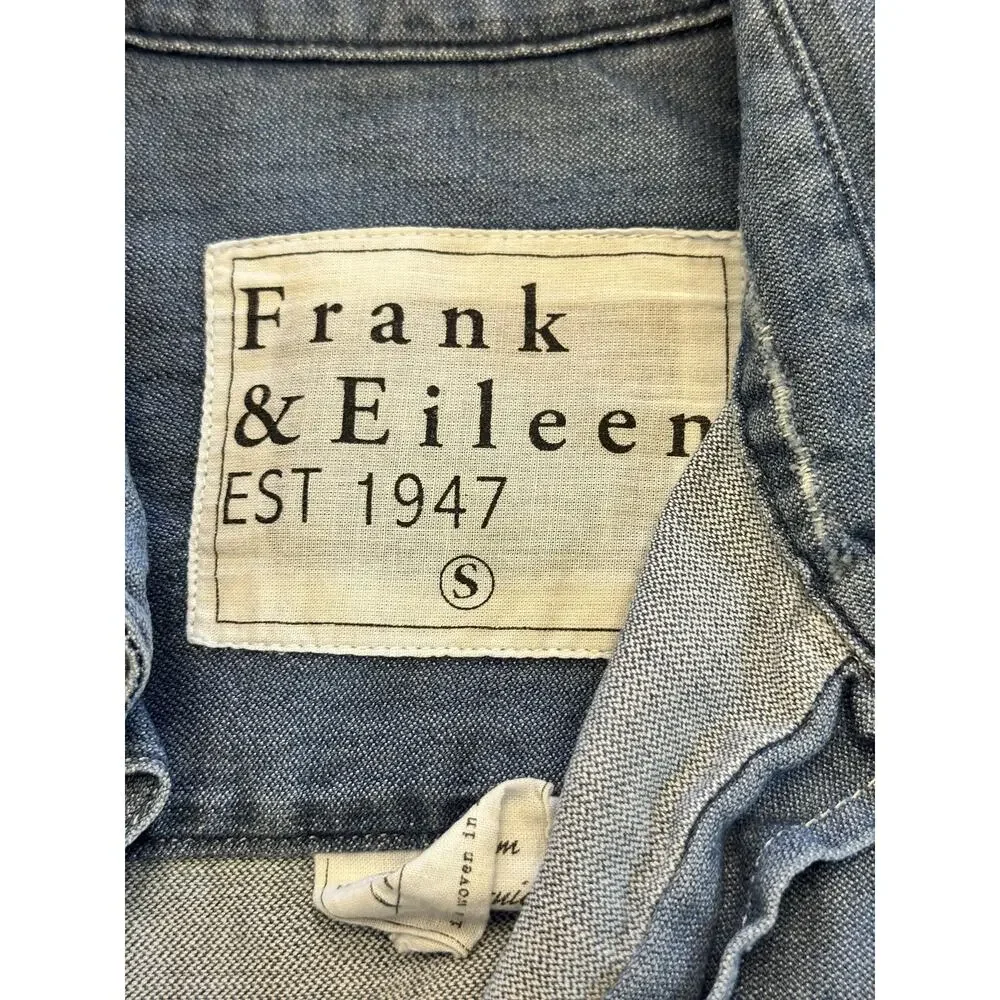 Frank & Eileen Mary Blue Distressed Vintage Button Up Classic Shirt Dress Small - Picture 4 of 6